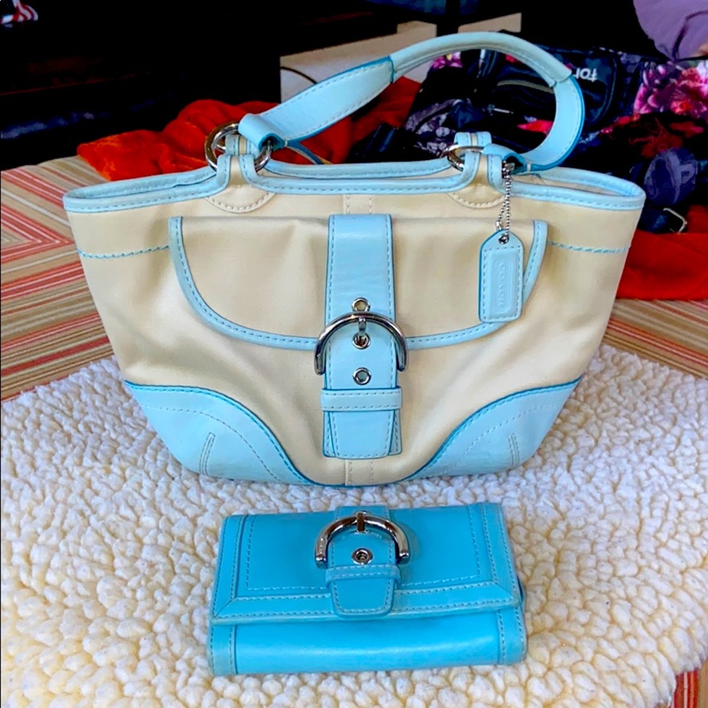 Retro Baby Blue Coach Mini Bag Set